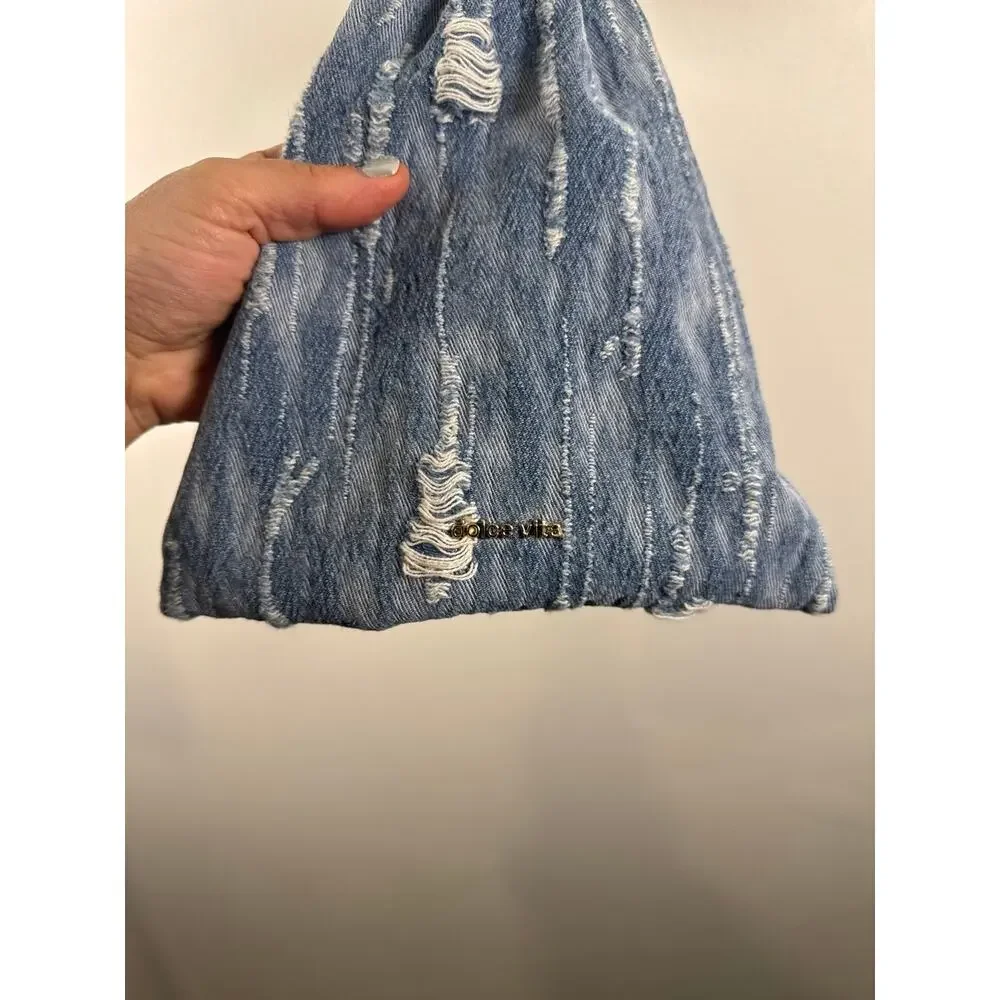 Dolce Vita Distressed Denim Knot Wristlet Pouch, OS